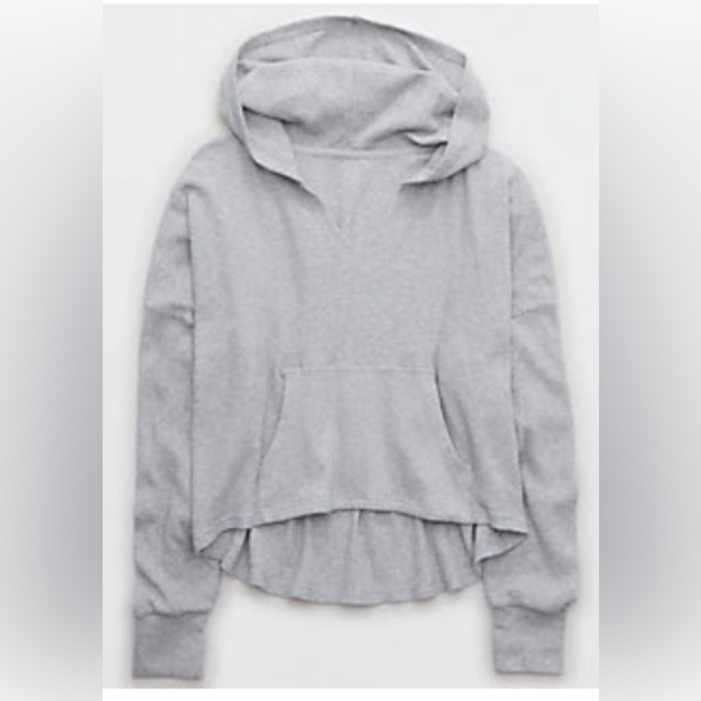 Offline by Aerie Heather Gray Waffle Hoodie Size Medium